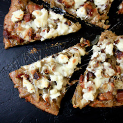 Onion, Bacon and Goat Cheese Pizza