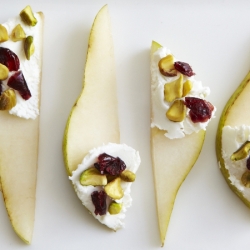 Pears with Goat Cheese & Pistachios