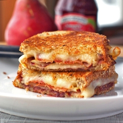 Bacon, Pear, Raspberry Grilled Cheese