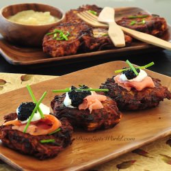 Latkes w/ Salmon & Caviar