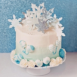 Glittery Winter Snowflake Cake