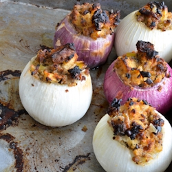 Sausage Stuffing in Baked Onions