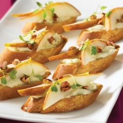 Pear, Pecan Crostini