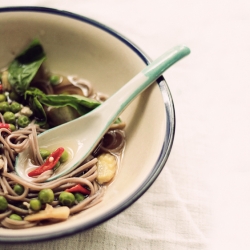 Vegetable Tofu Soup over Soba