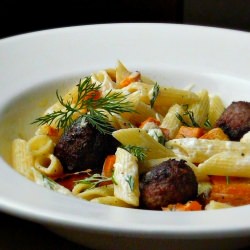 Roast Pumpkin Pasta with Meatballs