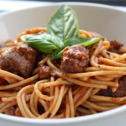 Pasta with Sausage and Basil