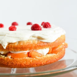 Peach Melba Whipped Cream Cake