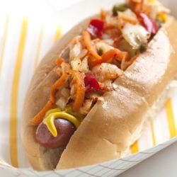 Hot Dogs with Kimchi Relish