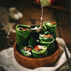 Collard Wraps w/ Beer Beans