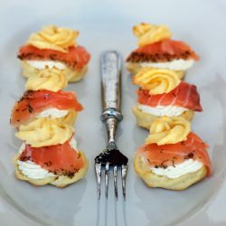 Gougeres with Ricotta and Salmon