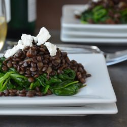 Lentils with Spinach & Goat Cheese