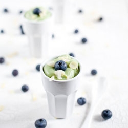 Matcha Rice Cream With Blueberries