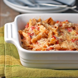 Light Garlic Shrimp Baked Penne