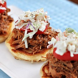 Crockpot Barbecue and Corn Cakes