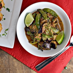 Thai-Style Eggplant & Snap Peas