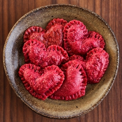 Beet & Chevre Ravioli Hearts