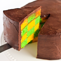 Green & Gold Checkerboard Cake