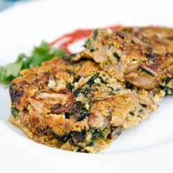 Spinach and Mushroom Polenta Cakes