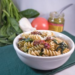 Pasta with Pesto, Spinach, Feta