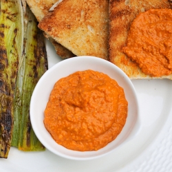 Grilled Leeks w/ Romesco Sauce