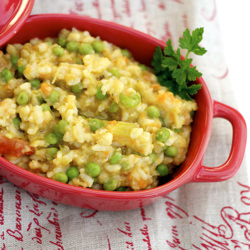 Risotto with Red Lentils & Peas