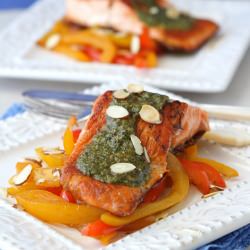 Salmon with Pesto & Peppers