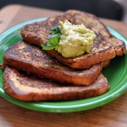 Basil French Toast with Avocado Butter