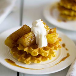 Waffles with Glazed Pineapple