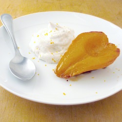 Roasted Pear with Whipped Cream