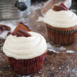 Maple Rum Pecan Cupcakes & Bacon