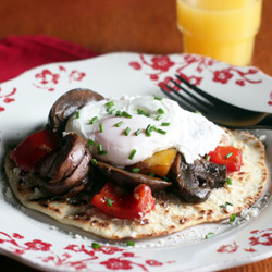 Poached Egg, Mushrooms, and Peppers