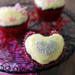 Heart-Shaped Red Velvet Cupcakes