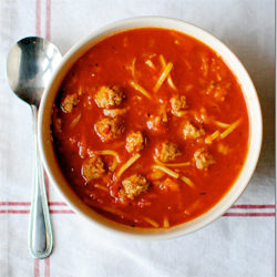 Spaghetti & Mini Meatball Soup