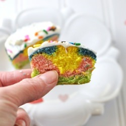 Rainbow Heart Cupcakes