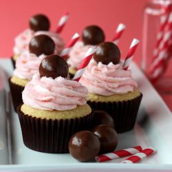 Strawberry Malt Cupcakes