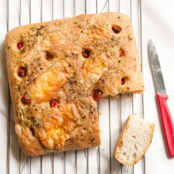 Smoky Brie & Cherry Tomato focaccia