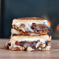 Onion Mushroom Brie Grilled Cheese