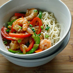 Tofu Noodles with Peppers & Shrimp