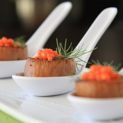 Scallops with Carrot-Ginger Caviar