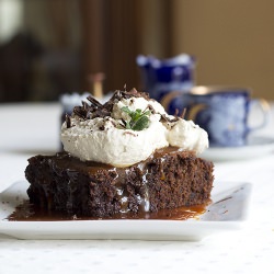 Mocha Caramel Brownie Cake