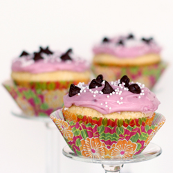 White Cupcakes and Blackberry Icing