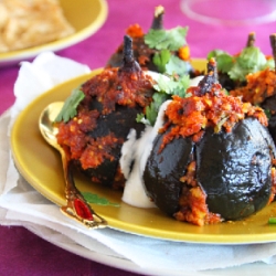 Baby Eggplants Stuffed with Peanuts