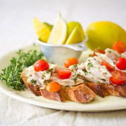 Marinated Chicken on Bruschetta