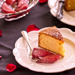 Yoghurt Cake w/ Sangria Pears