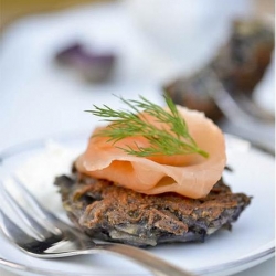 Violet Latkes and Smoked Salmon