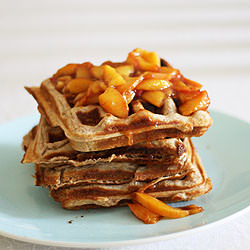 Walnut Waffles with Nectarines