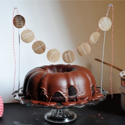 Dark Chocolate Birthday Bundt Cake