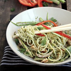 Raw Zucchini Pasta with Cilantro Pesto