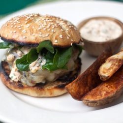 Poblano Burgers with Chipotle Cream