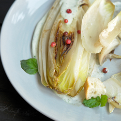 Fried Chicory with Light Dip